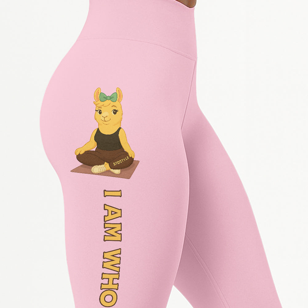 I Am Who I Am Chill Llama Yoga Pants All-Over Print Women's High Waist Leggings | 5To9Style