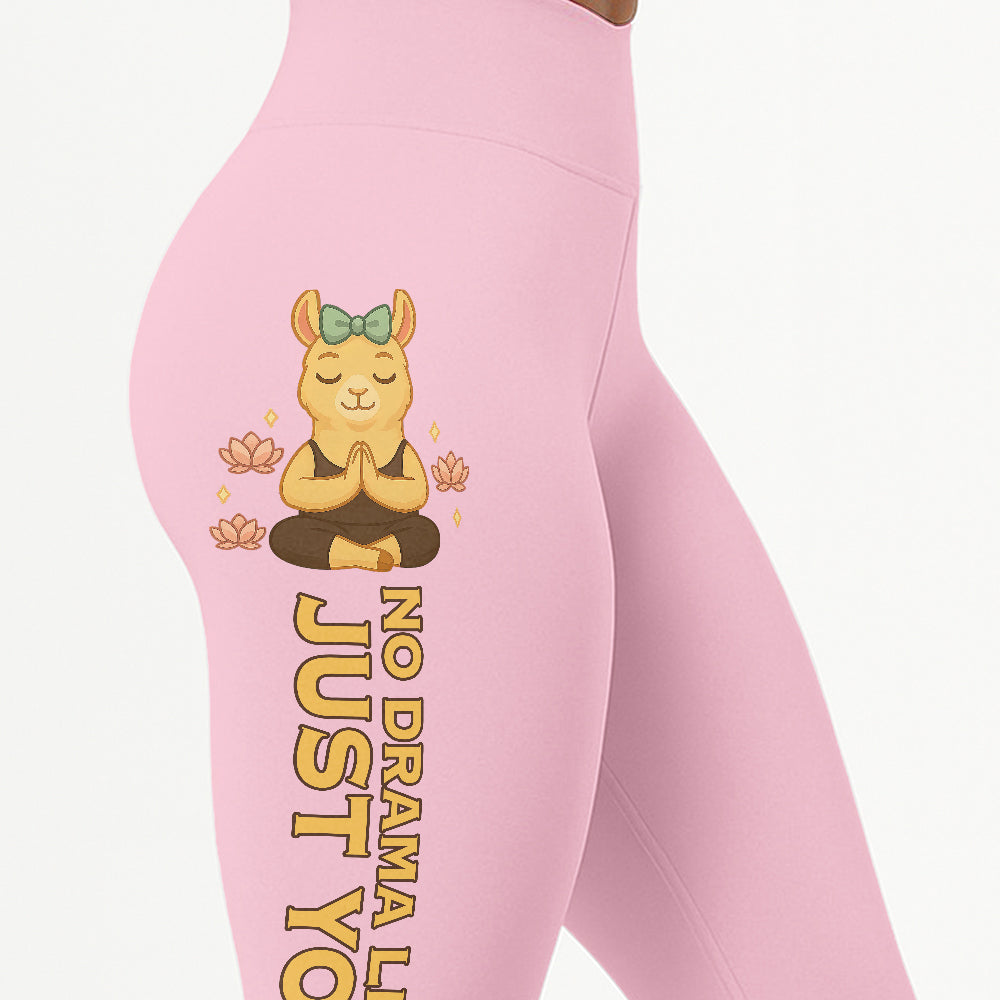 No Drama Llama, Just Yoga Lover Chill Llama Yoga Pants All-Over Print Women's High Waist Leggings | 5To9Style