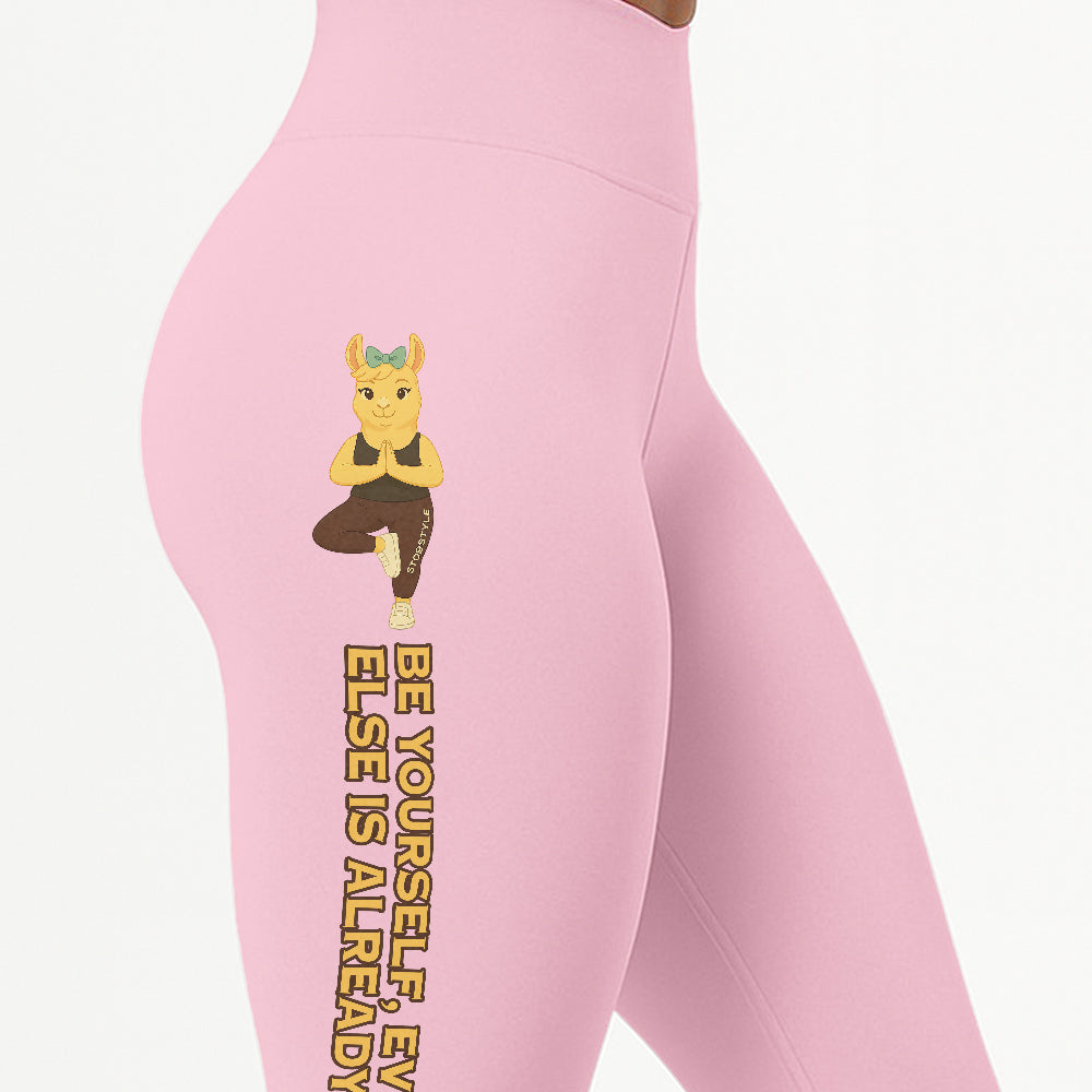 Be Yourself, Everyone Else is Already Taken Chill Llama Yoga Pants All-Over Print Women's High Waist Leggings | 5To9Style