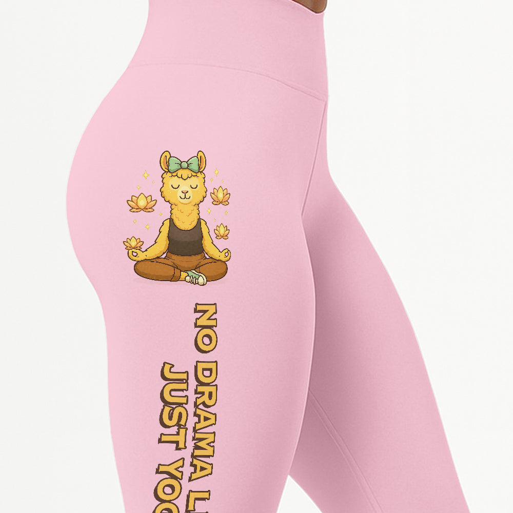No Drama Llama, Just Yoga Cool Chill Llama Yoga Pants All-Over Print Women's High Waist Leggings | 5To9Style