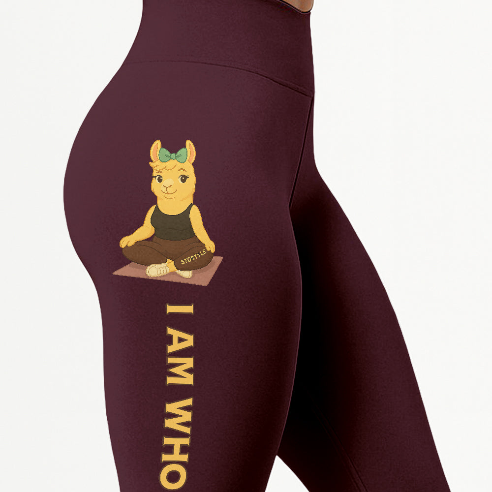 I Am Who I Am Chill Llama Yoga Pants All-Over Print Women's High Waist Leggings | 5To9Style