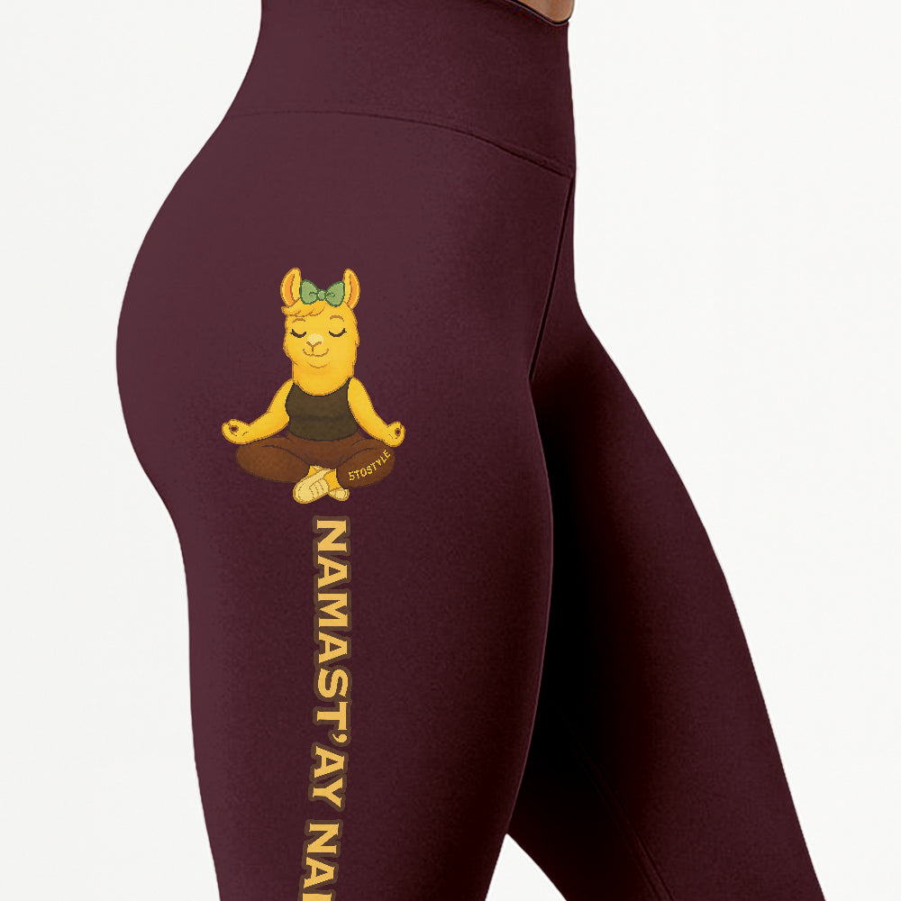 Namast’ay Naked Chill Llama Yoga Pants All-Over Print Women's High Waist Leggings | 5To9Style