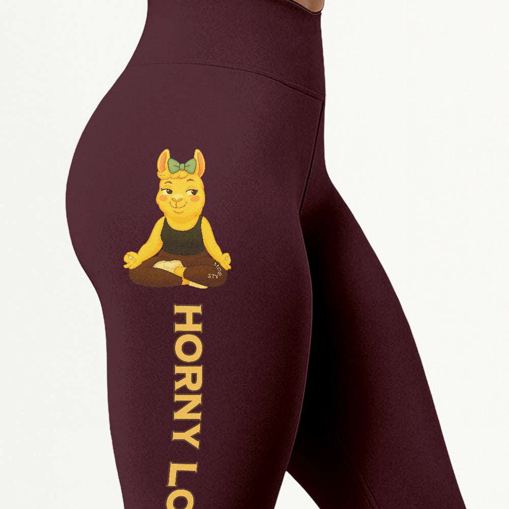 Horny Lotus Chill Llama Yoga Pants All-Over Print Women's High Waist Leggings | 5To9Style