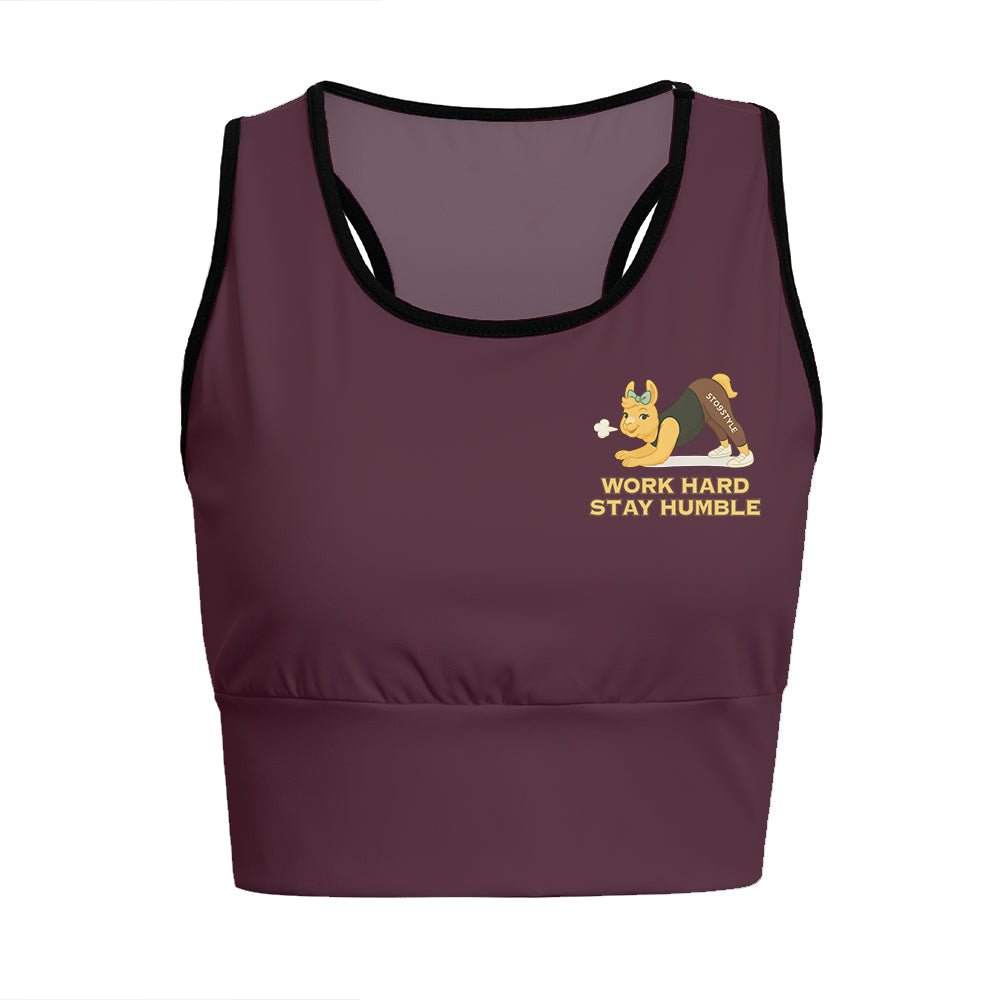 Work Hard, Stay Humble Chill Llama Yoga Women's Sports Bra