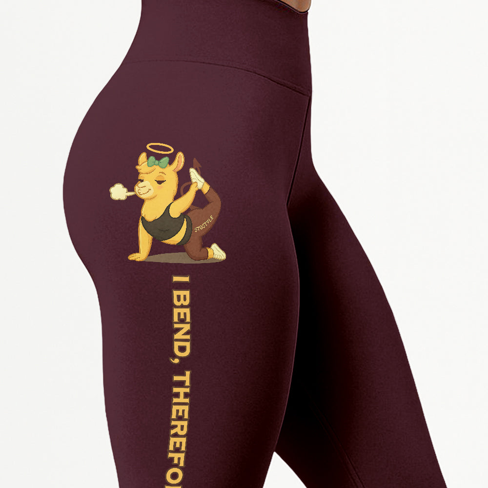 I Bend, Therefore I Sin Chill Llama Yoga Pants All-Over Print Women's High Waist Leggings | 5To9Style