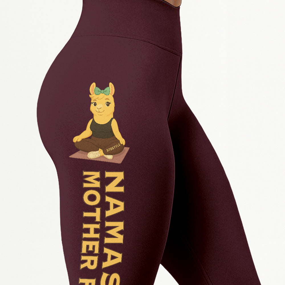 Namaste Mother Fuck Chill Llama Yoga Pants All-Over Print Women's High Waist Leggings | 5To9Style
