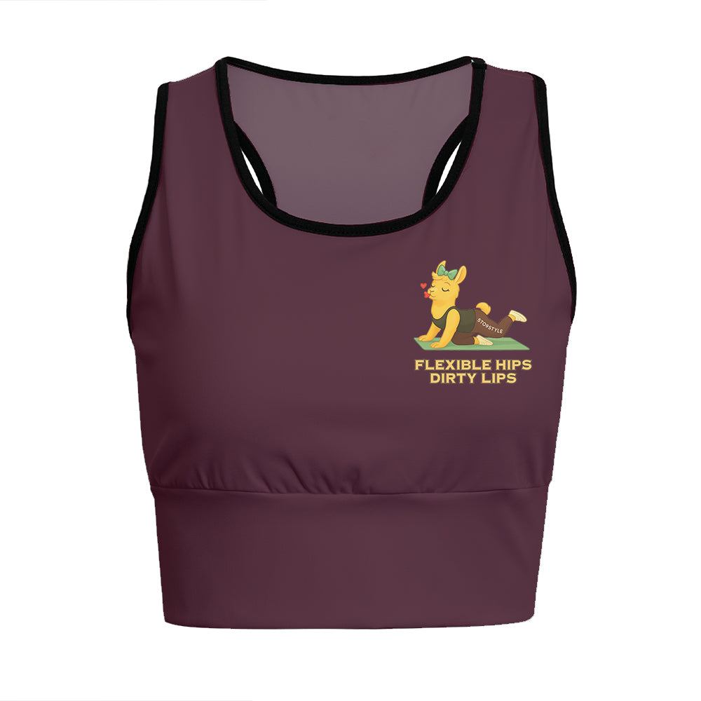 Flexible Hips, Dirty Lips Chill Llama Yoga Women's Sports Bra