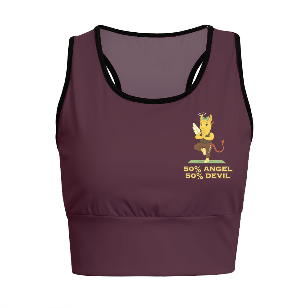 50% Angel 50% Devil Chill Llama Yoga Women's Sports Bra