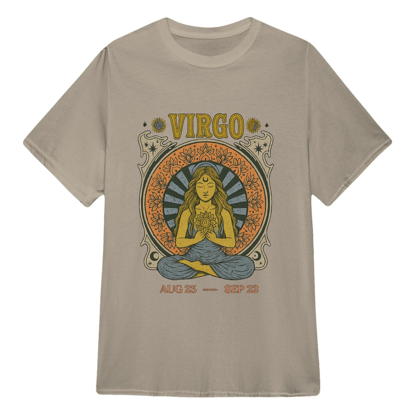 Virgo Zodiac Meditation Moon Phase Yoga Classic Unisex T-Shirt | 5To9Style