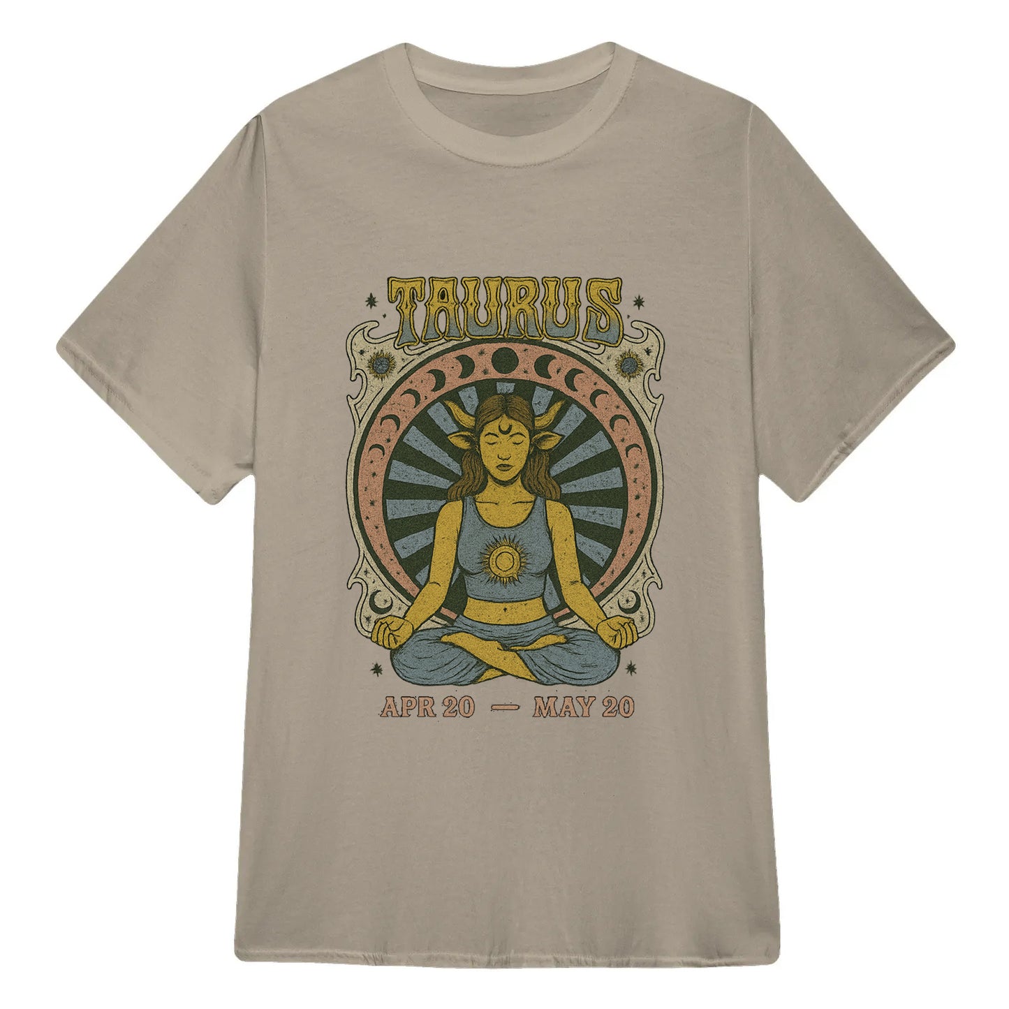 Taurus Zodiac Meditation Moon Phase Yoga Classic Unisex T-Shirt | 5To9Style