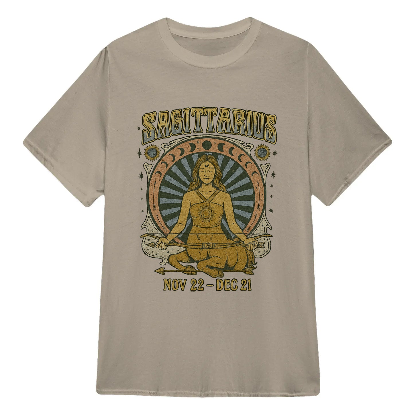 Sagittarius Zodiac Meditation Moon Phase Yoga Classic Unisex T-Shirt | 5To9Style