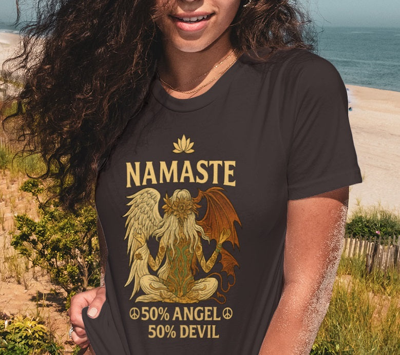 Yoga T-shirt Namaste 50% Angel 50% Devil Yoga Classic Unisex T-Shirt | 5To9Style