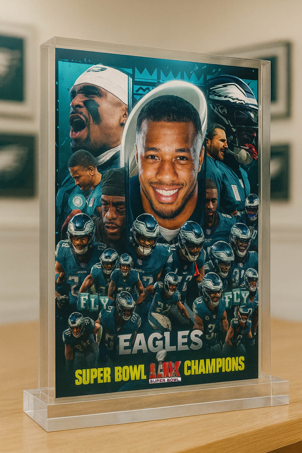 Football Ornament Team  Super Bowl LIX Champions 2025  - Acrylic Plaque