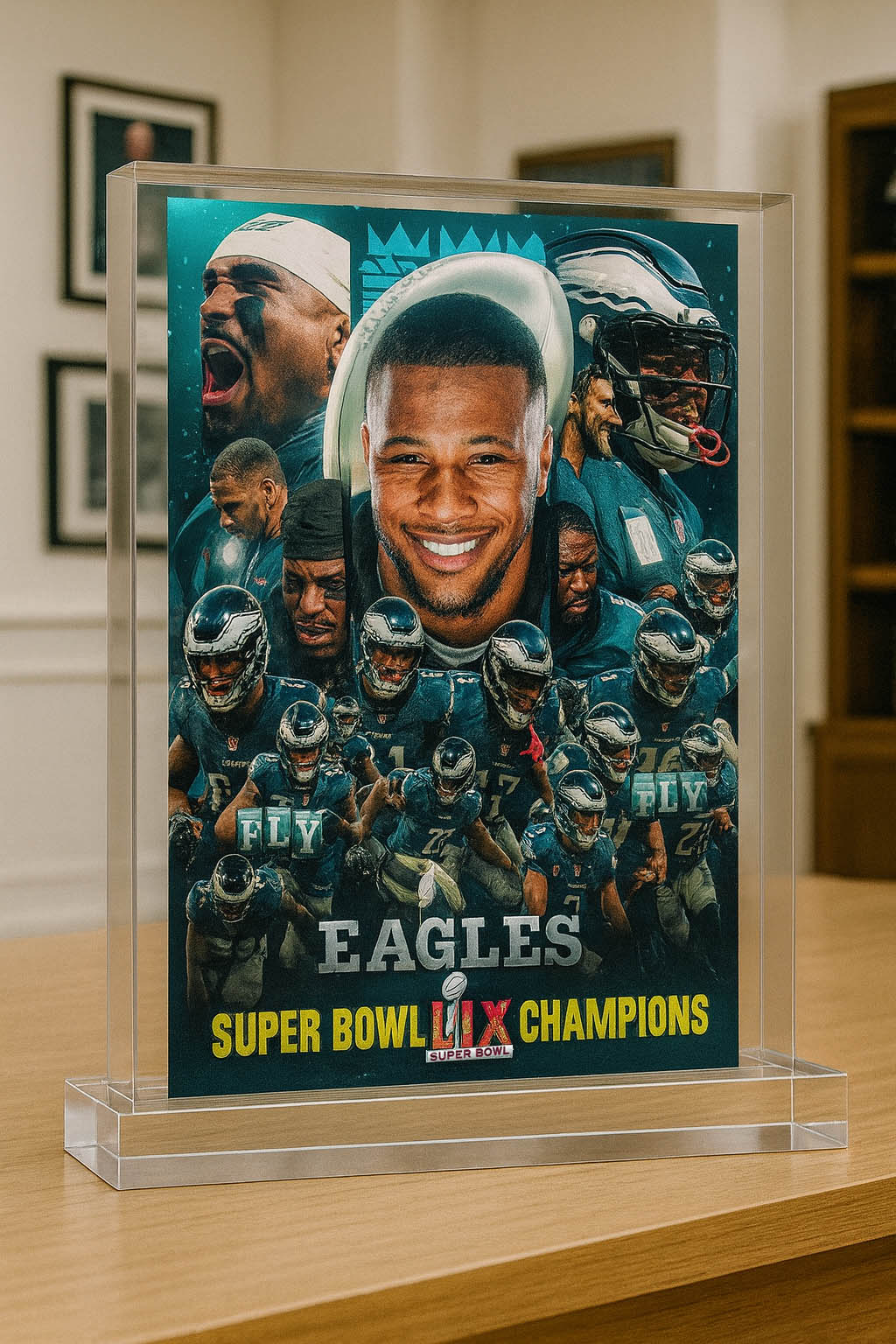 Football Ornament Team  Super Bowl LIX Champions 2025  - Acrylic Plaque