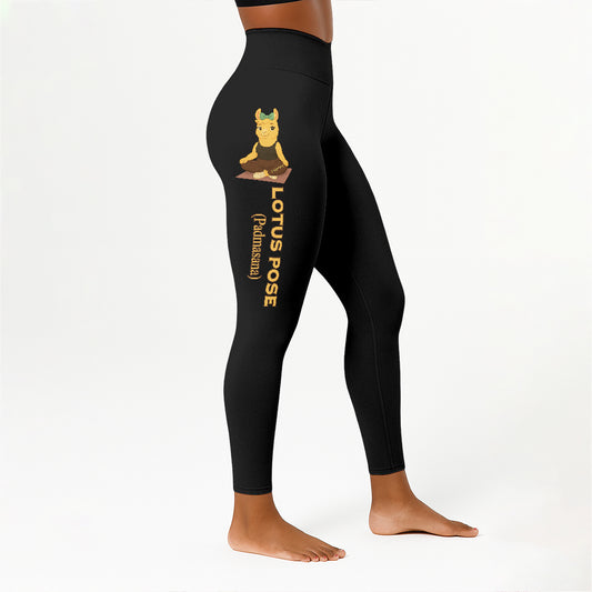 Lotus Pose (Padmasana) Chill Llama Yoga Pants All-Over Print Women's High Waist Leggings | 5To9Style
