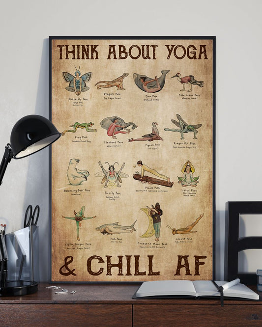 Yoga Think About Yoga - Vertical Poster - Owl Ohh