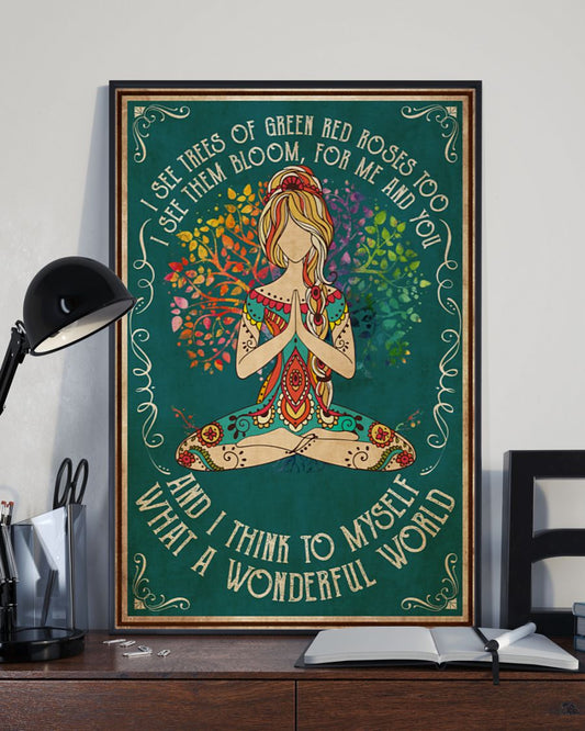 Yoga What The Wonderful World - Vertical Poster - Owl Ohh