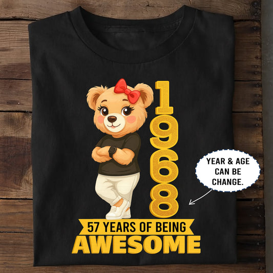 Personalized Birthday T-Shirt – Chilling Bear 57 Years Of Being Awesome Custom Year & Age 1968 years – Unique Birthday Gifts - Birthday Gift Ideas