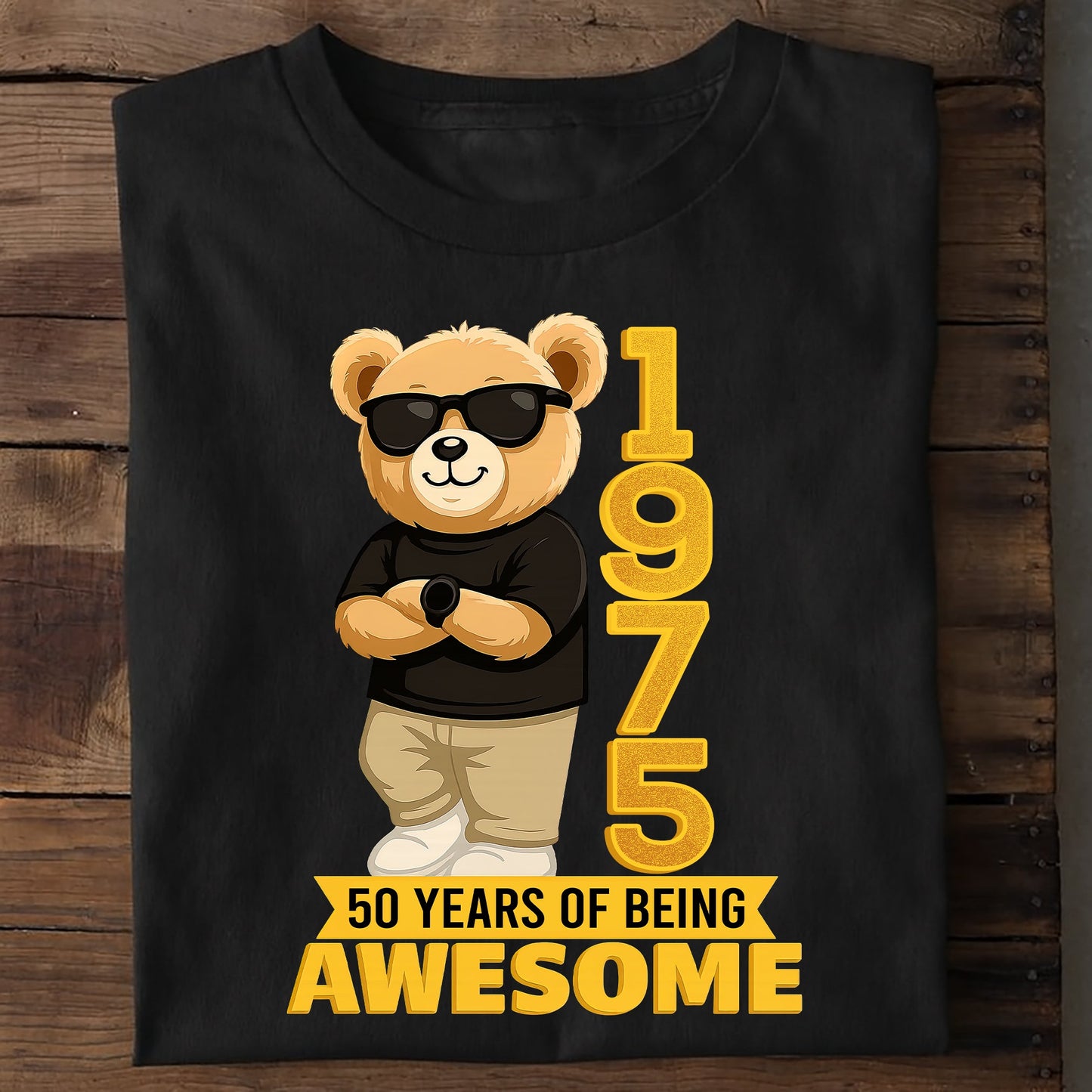Personalized Birthday T-Shirt – Chilling Bear 50 Years Of Being Awesome Custom Year & Age 1975 years – Unique Birthday Gifts - Birthday Gift Ideas