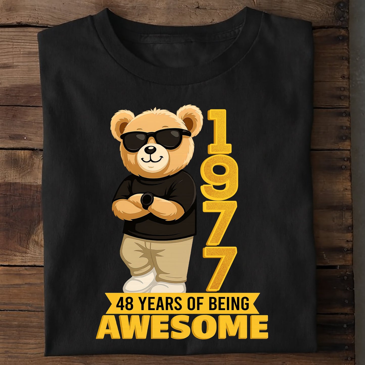 Personalized Birthday T-Shirt – Chilling Bear 48 Years Of Being Awesome Custom Year & Age 1977 years – Unique Birthday Gifts - Birthday Gift Ideas
