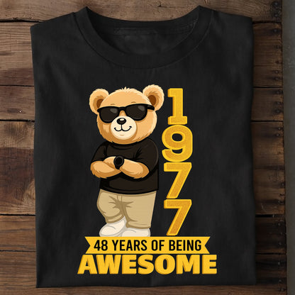 Personalized Birthday T-Shirt – Chilling Bear 48 Years Of Being Awesome Custom Year & Age 1977 years – Unique Birthday Gifts - Birthday Gift Ideas