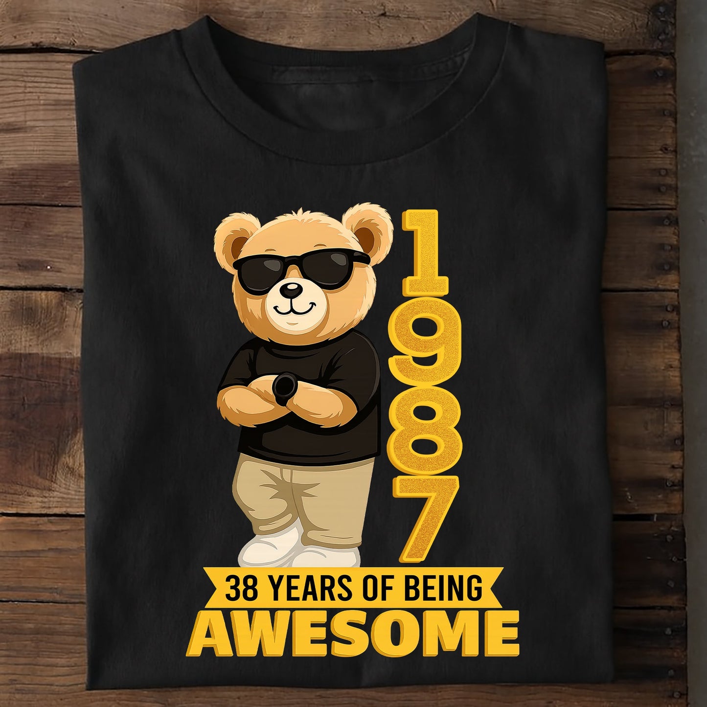 Personalized Birthday T-Shirt – Chilling Bear 38 Years Of Being Awesome Custom Year & Age 1987 years – Unique Birthday Gifts - Birthday Gift Ideas