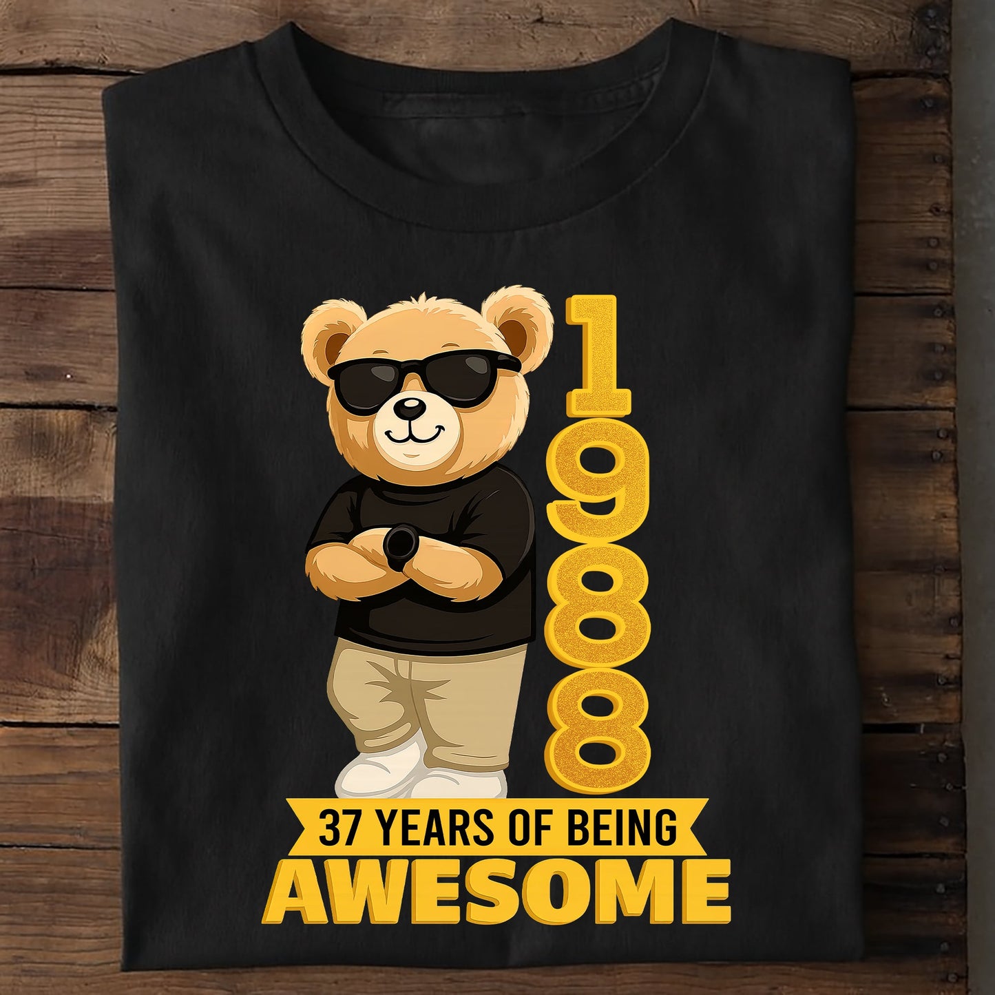 Personalized Birthday T-Shirt – Chilling Bear 37 Years Of Being Awesome Custom Year & Age 1988 years – Unique Birthday Gifts - Birthday Gift Ideas