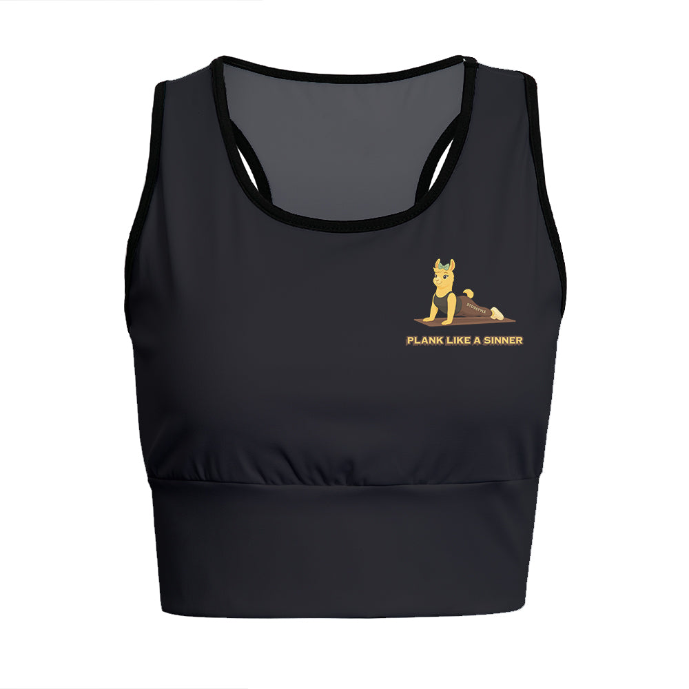 Plank Like A Sinner Chill Llama Yoga Women's Sports Bra