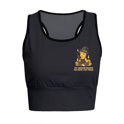 My Broom Broke So Now I Do Yoga Chill Llama Yoga Women's Sports Bra