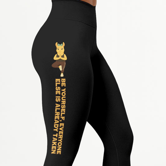 Be Yourself, Everyone Else is Already Taken Chill Llama Yoga Pants  All-Over Print Women's High Waist Leggings | 5To9Style
