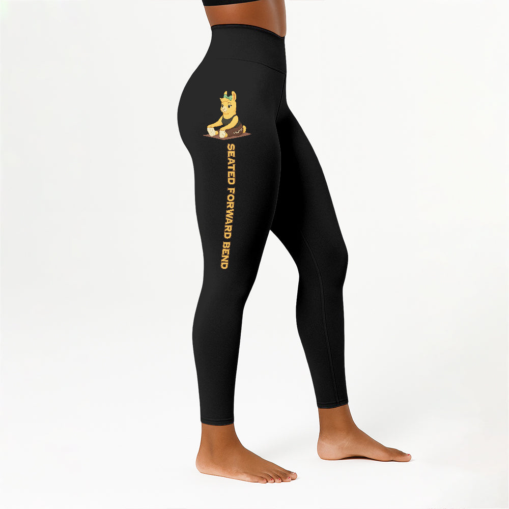 Seated Forward Bend Chill Llama Yoga Pants All-Over Print Women's High Waist Leggings | 5To9Style