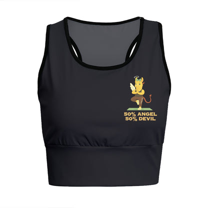 50% Angel 50% Devil Chill Llama Yoga Women's Sports Bra