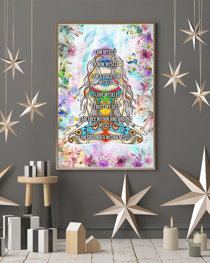 Yoga Life Peace I Am Myself - Vertical Poster - Owl Ohh