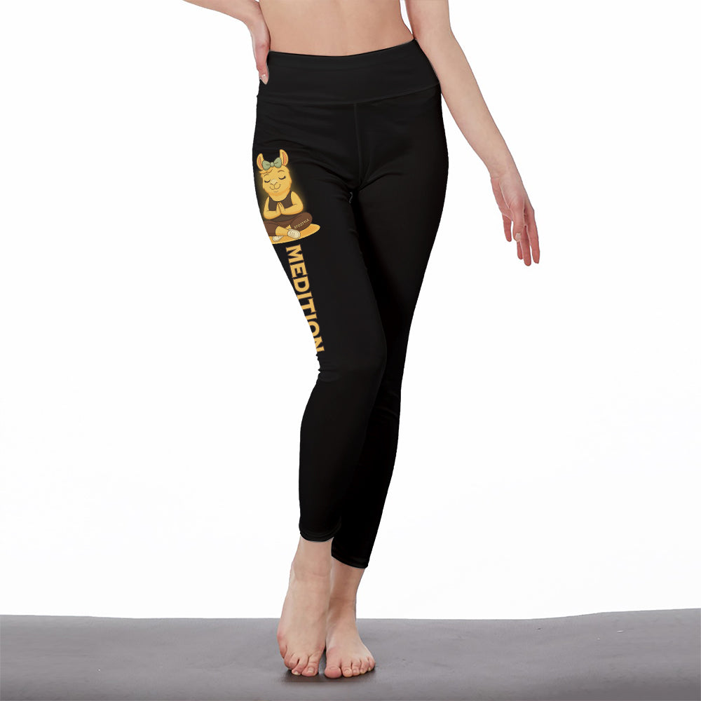 Medition Lover Cool Chill Llama Yoga Pants All-Over Print Women's High Waist Leggings | 5To9Style