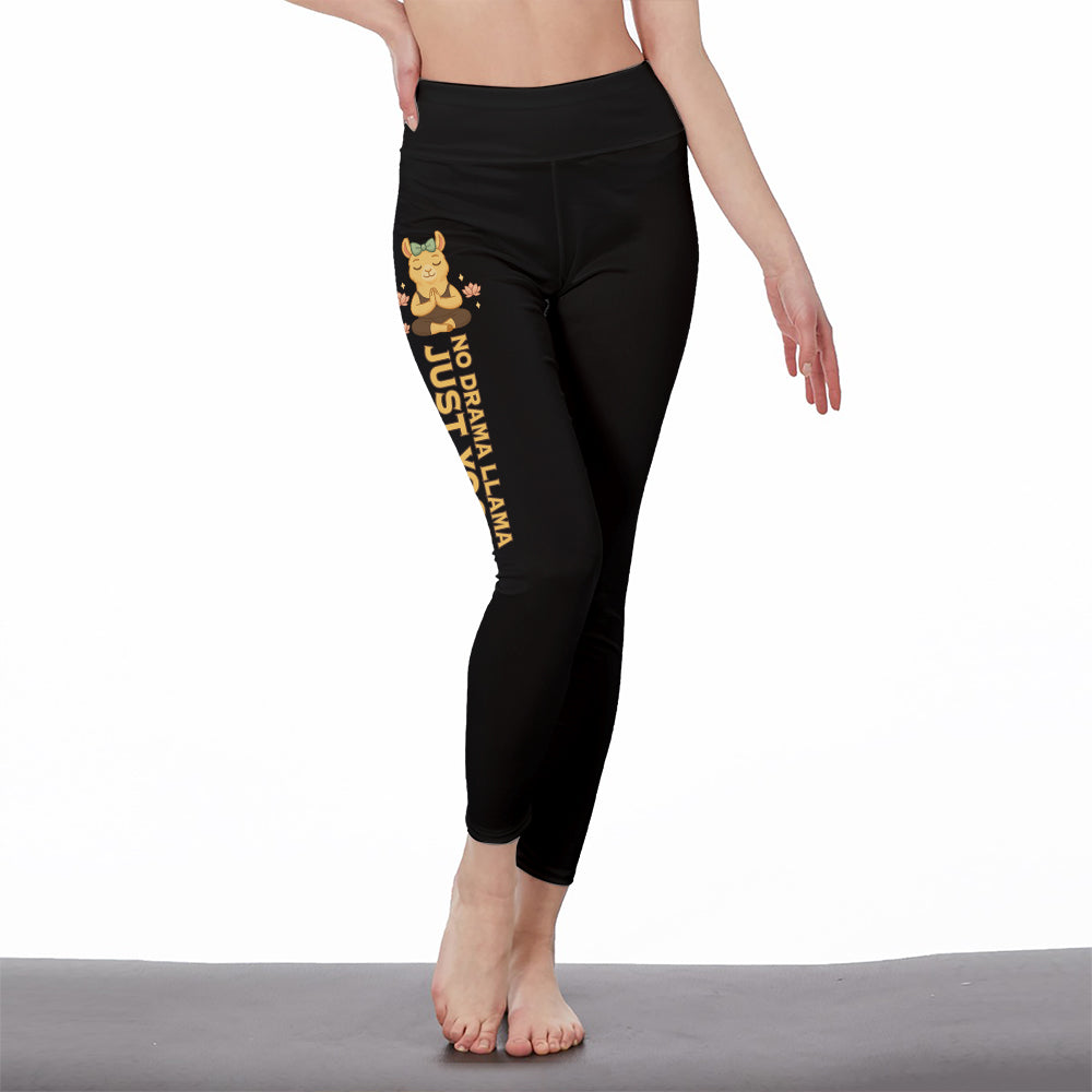 No Drama Llama, Just Yoga Lover Chill Llama Yoga Pants All-Over Print Women's High Waist Leggings | 5To9Style