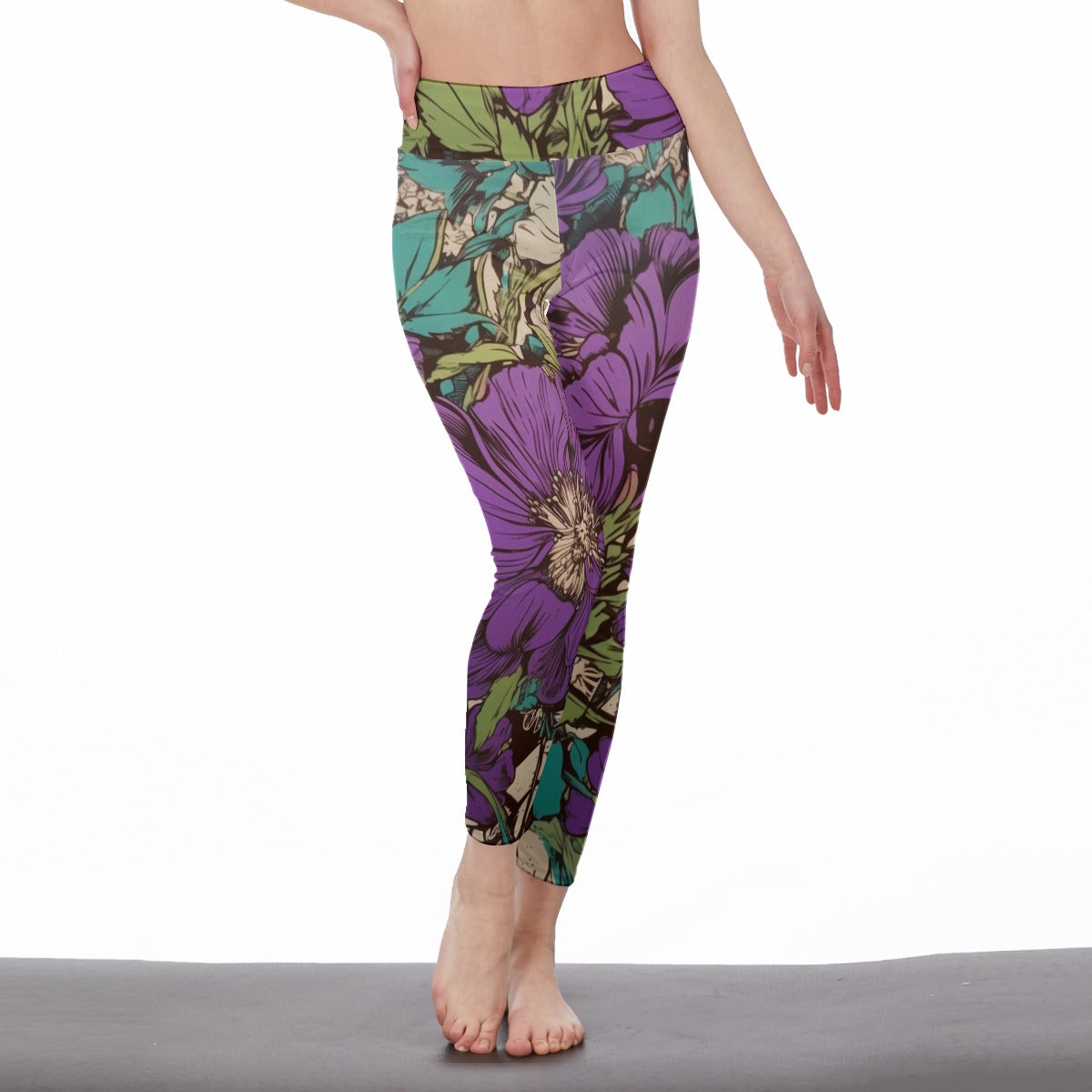 Yoga Pants Flower Lush Purple Petal Garden Harmony Yoga High Waist Leggings | 5To9Style