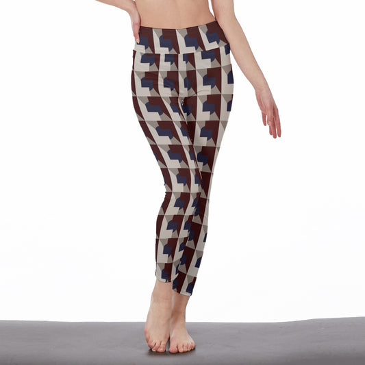 Yoga Pants Art Abstract Geometric Pattern Design Yoga High Waist Leggings | 5To9Style