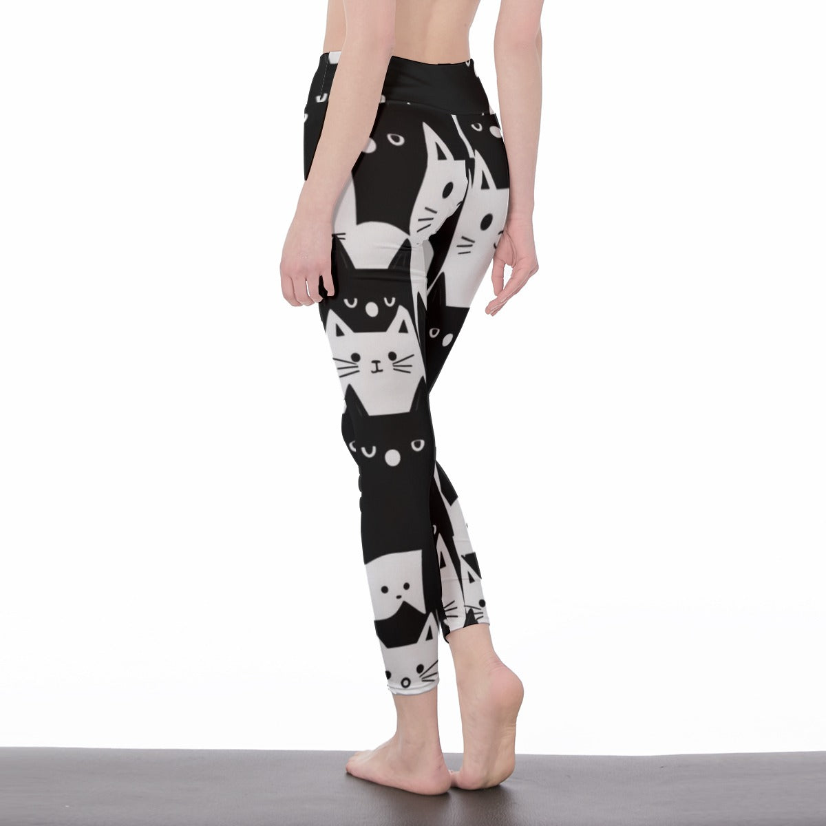 Yoga Pants Cat Minimalist Pattern Monochrome Print Yoga High Waist Leggings | 5To9Style