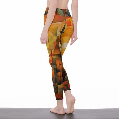 Yoga Pants Art Pastel and Bold Shape Art Print Yoga High Waist Leggings | 5To9Style