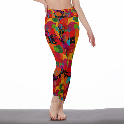 Abstract Watercolor Splashes Harmony Energy Flow Yoga High Waist Leggings | 5To9Style