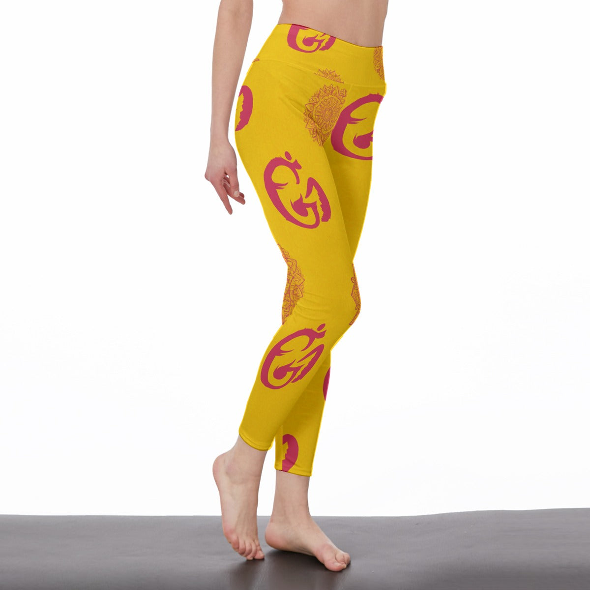 Mantra Sanskrit Repeating Pattern Sacred Harmony Flow Yoga High Waist Leggings | 5To9Style