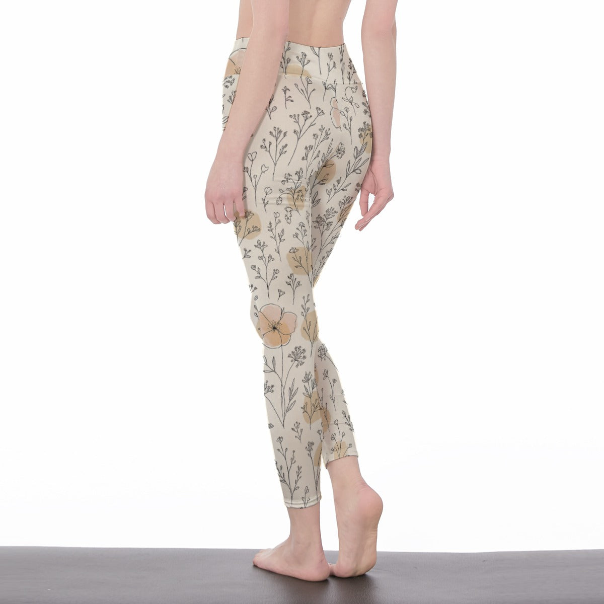 Floral Minimal Line Art Energy Freedom Spirit Light Yoga High Waist Leggings | 5To9Style