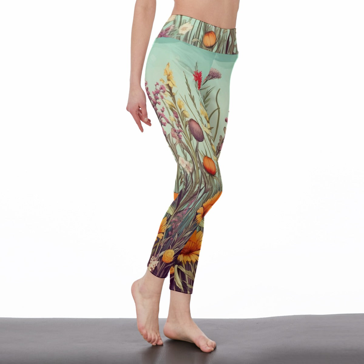 Yoga Pants Flower Tropical Meadow Bliss Yoga High Waist Leggings | 5To9Style