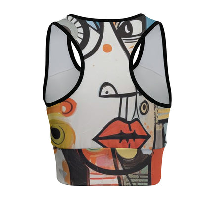 Art Contemporary Abstract Face Art Style Yoga Women's Sports Bra
