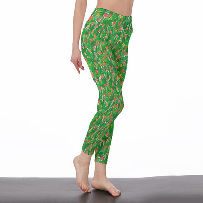 Tropical Leaf Pattern Serenity Strength Aura Yoga High Waist Leggings | 5To9Style