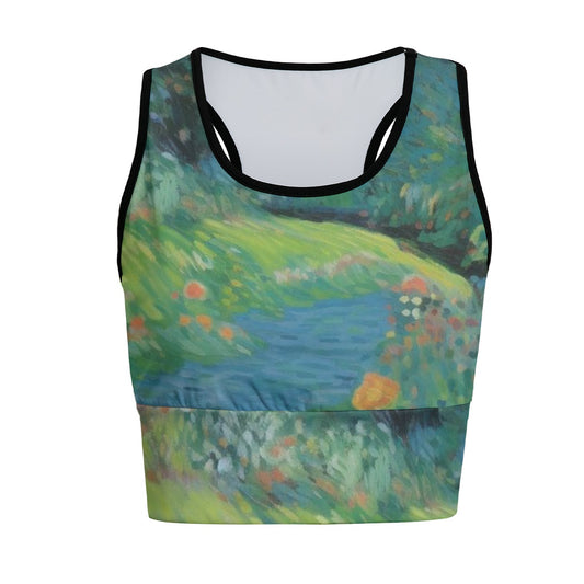 Peacock Feather Garden Flow Harmony Yoga Women's Sports Bra