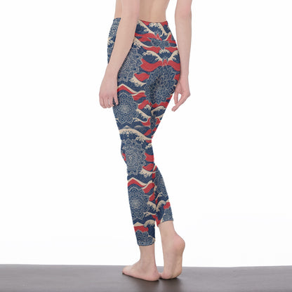 Ocean Waves & Wind Serenity Strength Aura Yoga High Waist Leggings | 5To9Style