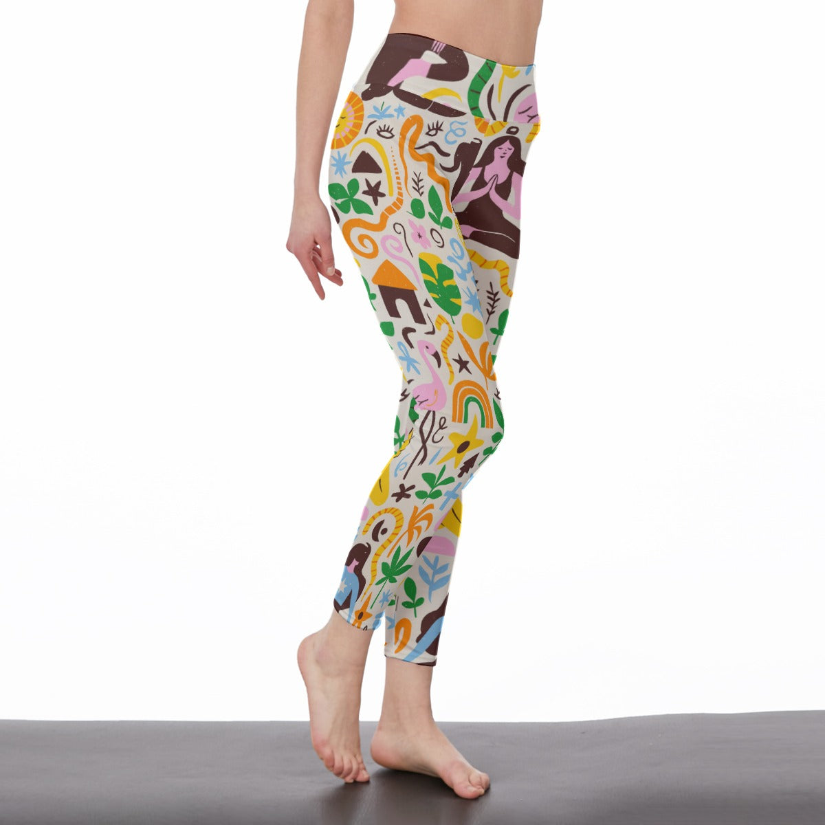 8 Organic Doodle Shapes Calm Strength Inner Glow Yoga High Waist Leggings | 5To9Style