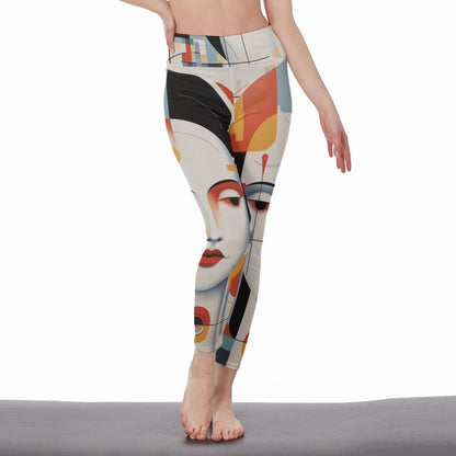 Yoga Pants Art Modern Female Face Expression Yoga High Waist Leggings | 5To9Style