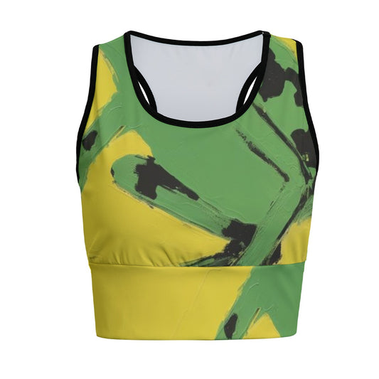 Frog Abstract Green Jungle Splash Yoga Women's Sports Bra